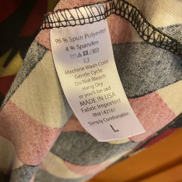 LuLaRoe Julia Geometric Print Dress Women's Large Red Black Beige - Picture 4 of 5